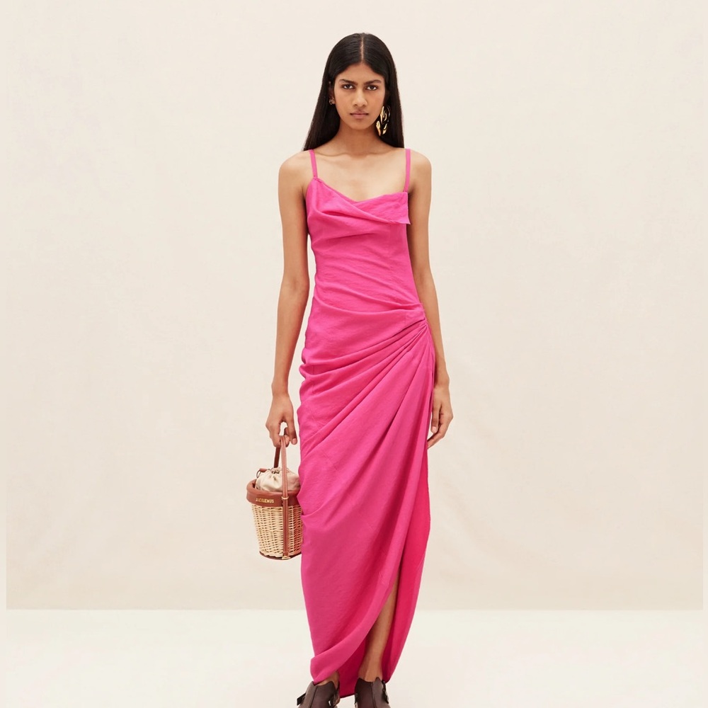 Jacquemus pink gown maxi dress